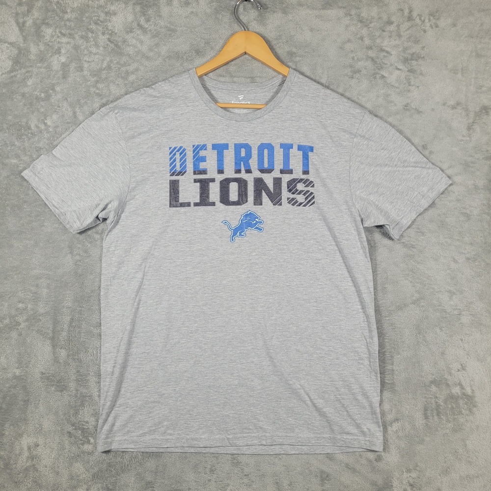 Detroit Lions T-Shirt Mens Large Gray NFL Fanatics Graphic Tee Short Sleeve